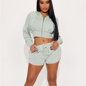 Sage Green Hoodie and Shorts Set